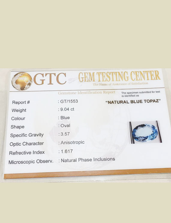 10.04 Ratti (9.04 ct) Natural Blue Topaz
